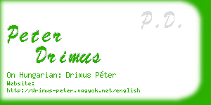 peter drimus business card